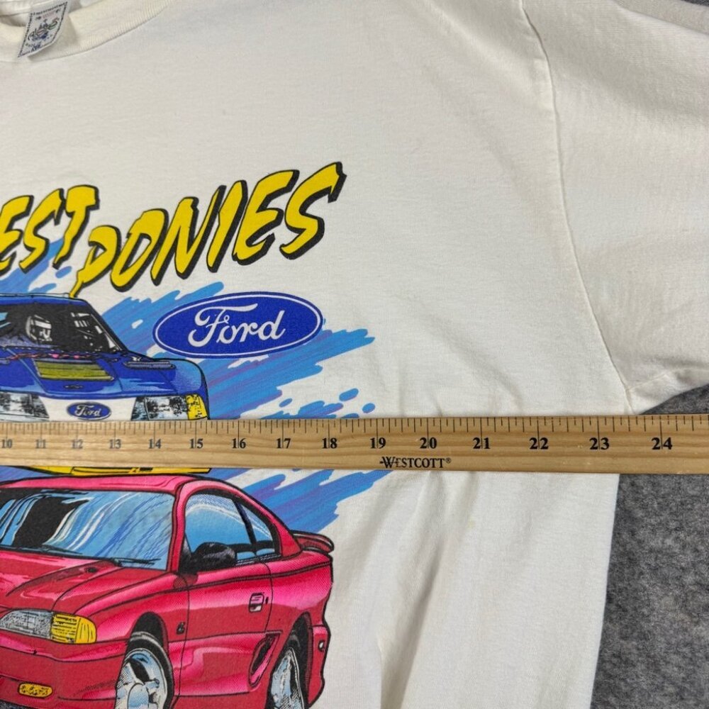 Vintage Ford Mustang Graphic T Shirt Cream Men’s XL Cars USA Made - Picture 10 of 16